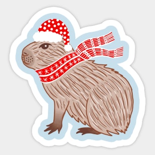 Christmas Capybara Sticker